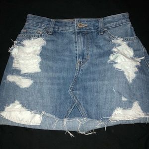 Ripped jean skirt